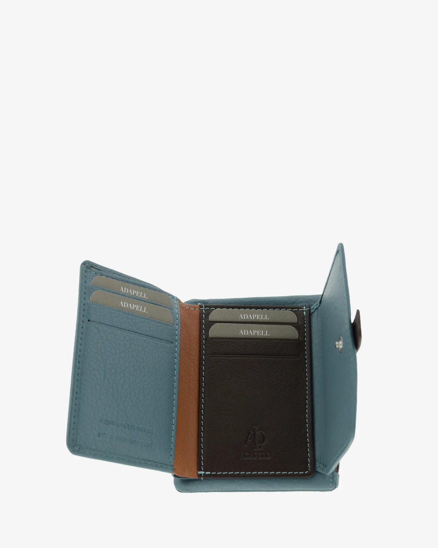 Billetero de Piel (13 X 9cm) monedero de cremallera Adapell Affinita Azul