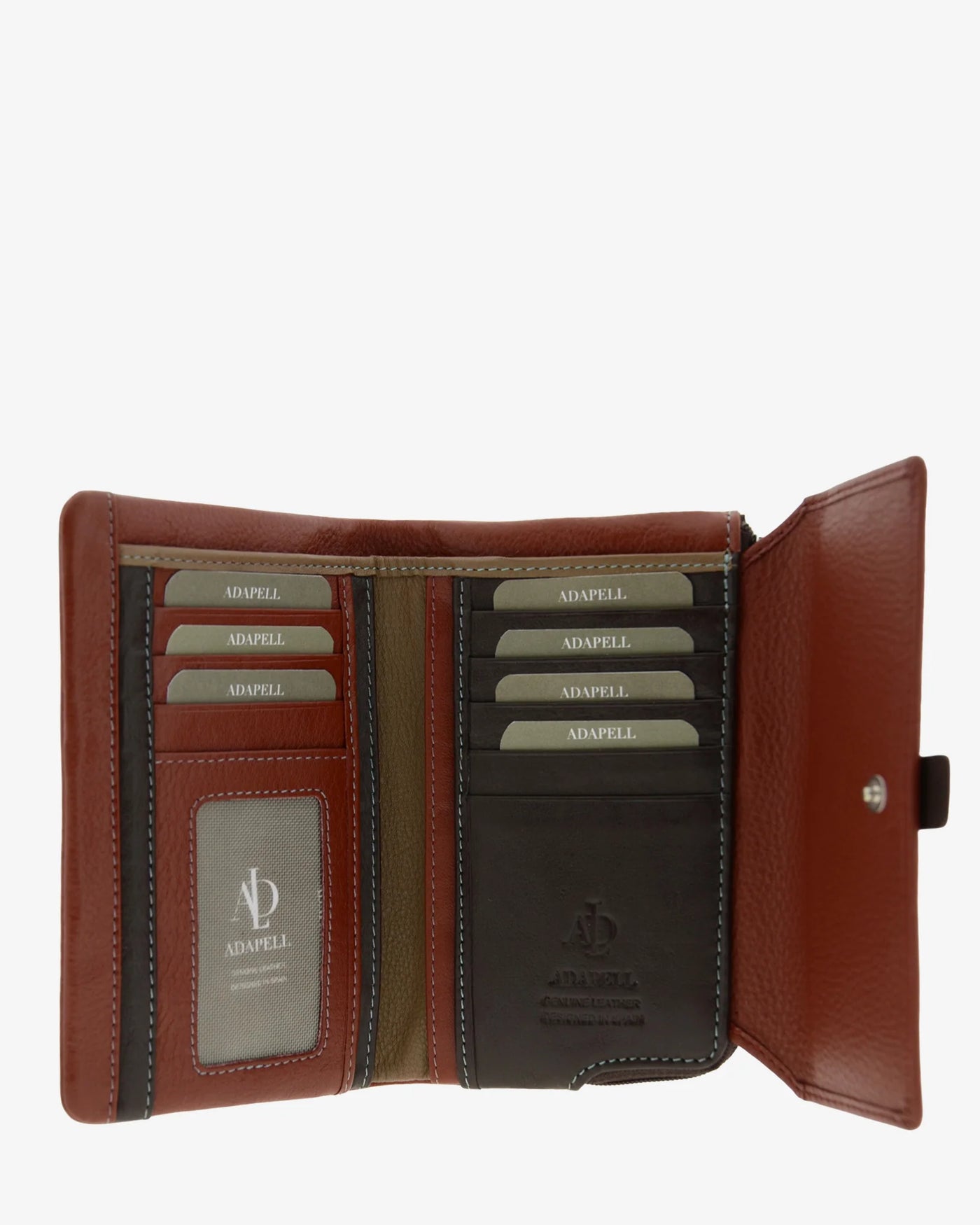 Billetero de Piel (16 X 9cm) monedero de cremallera Adapell Affinita Chili