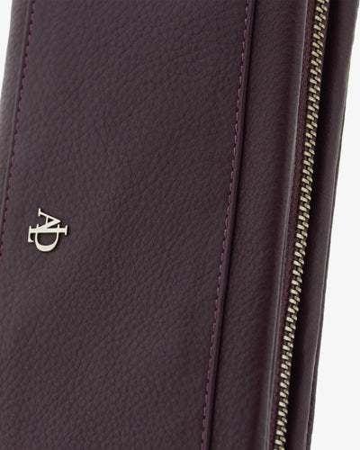 Billetero de Piel (20 X 10cm) de cremallera Adapell Lettera Berenjena