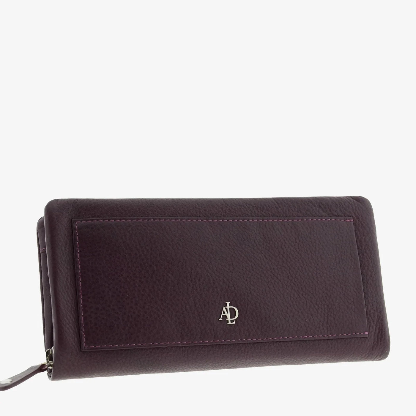 Billetero de Piel (20 X 10cm) de cremallera Adapell Lettera Berenjena