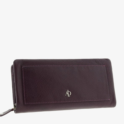 Billetero de Piel (20 X 10cm) de cremallera Adapell Lettera Berenjena