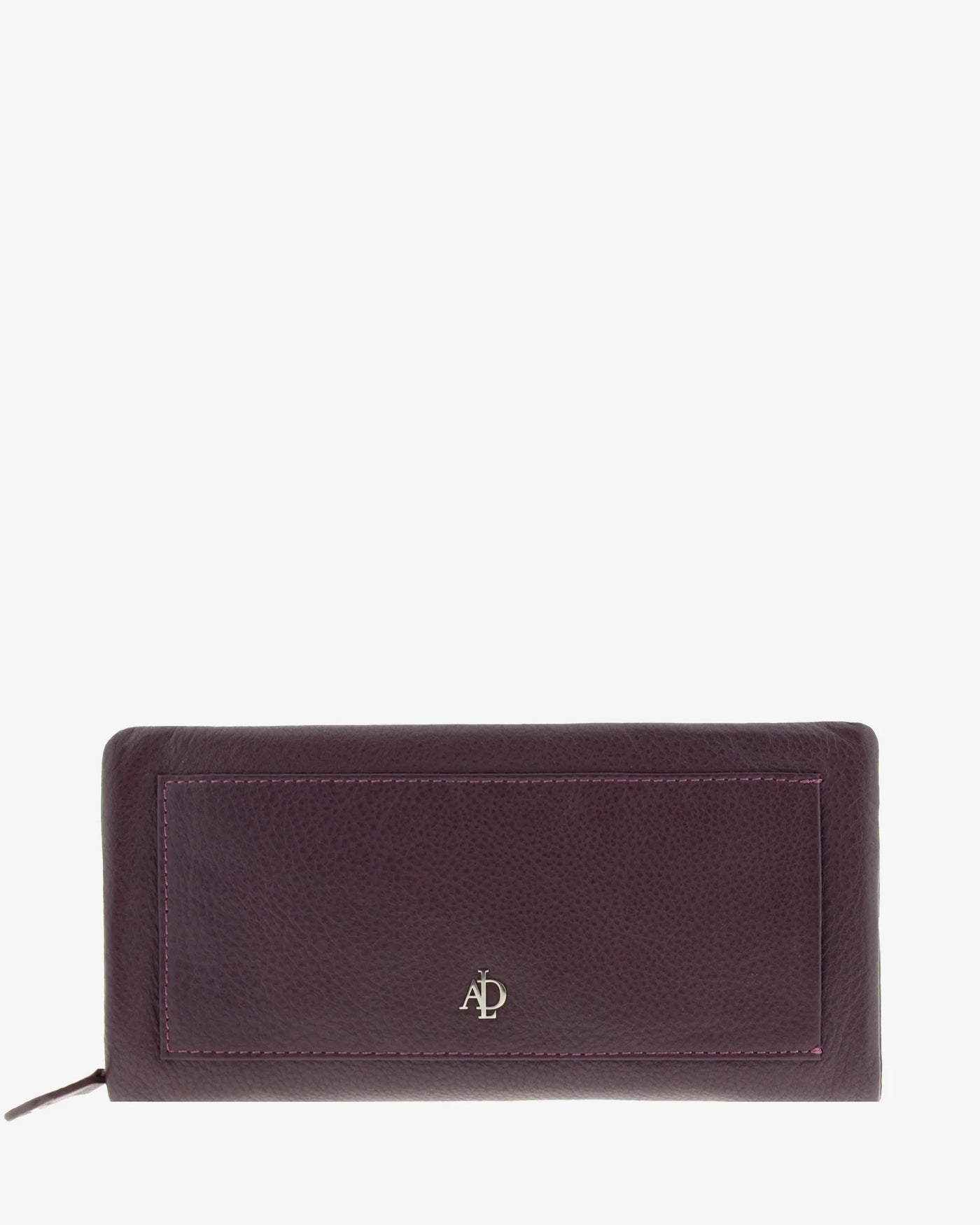 Billetero de Piel (20 X 10cm) de cremallera Adapell Lettera Berenjena