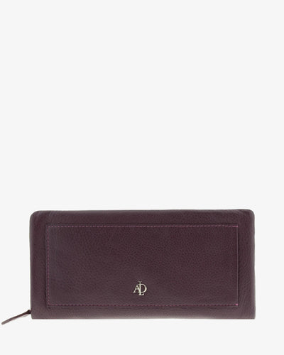 Billetero de Piel (20 X 10cm) de cremallera Adapell Lettera Berenjena