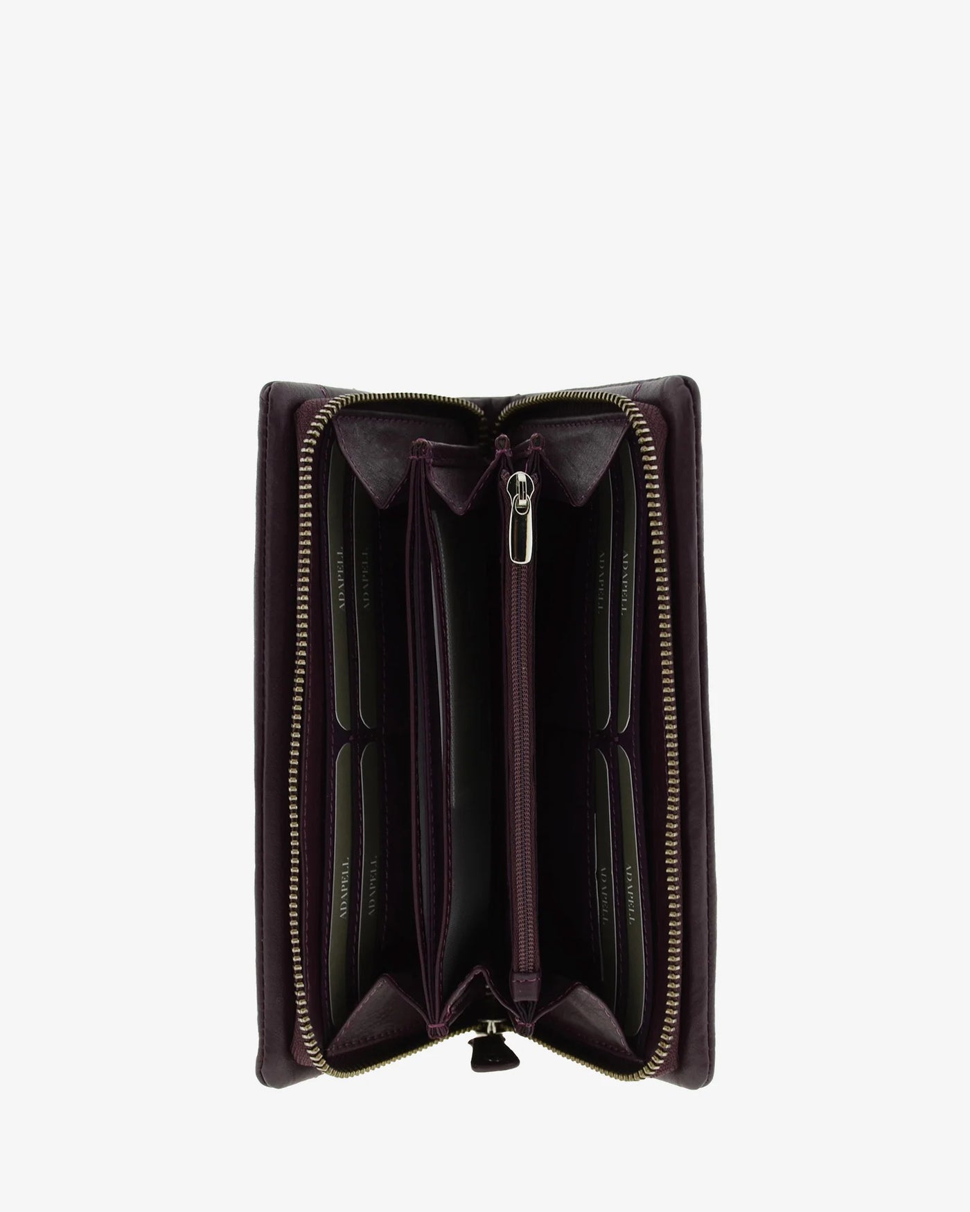 Billetero de Piel (20 X 10cm) de cremallera Adapell Lettera Berenjena