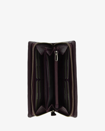 Billetero de Piel (20 X 10cm) de cremallera Adapell Lettera Berenjena