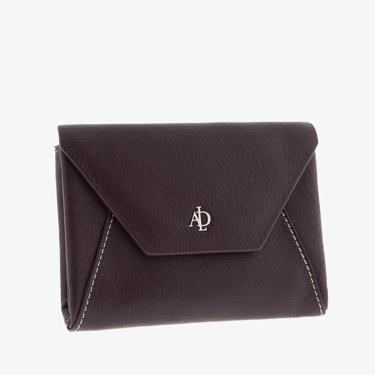 Billetero de Piel solapa (14 X 9cm) monedero de cremallera Adapell Lettera Berenjena