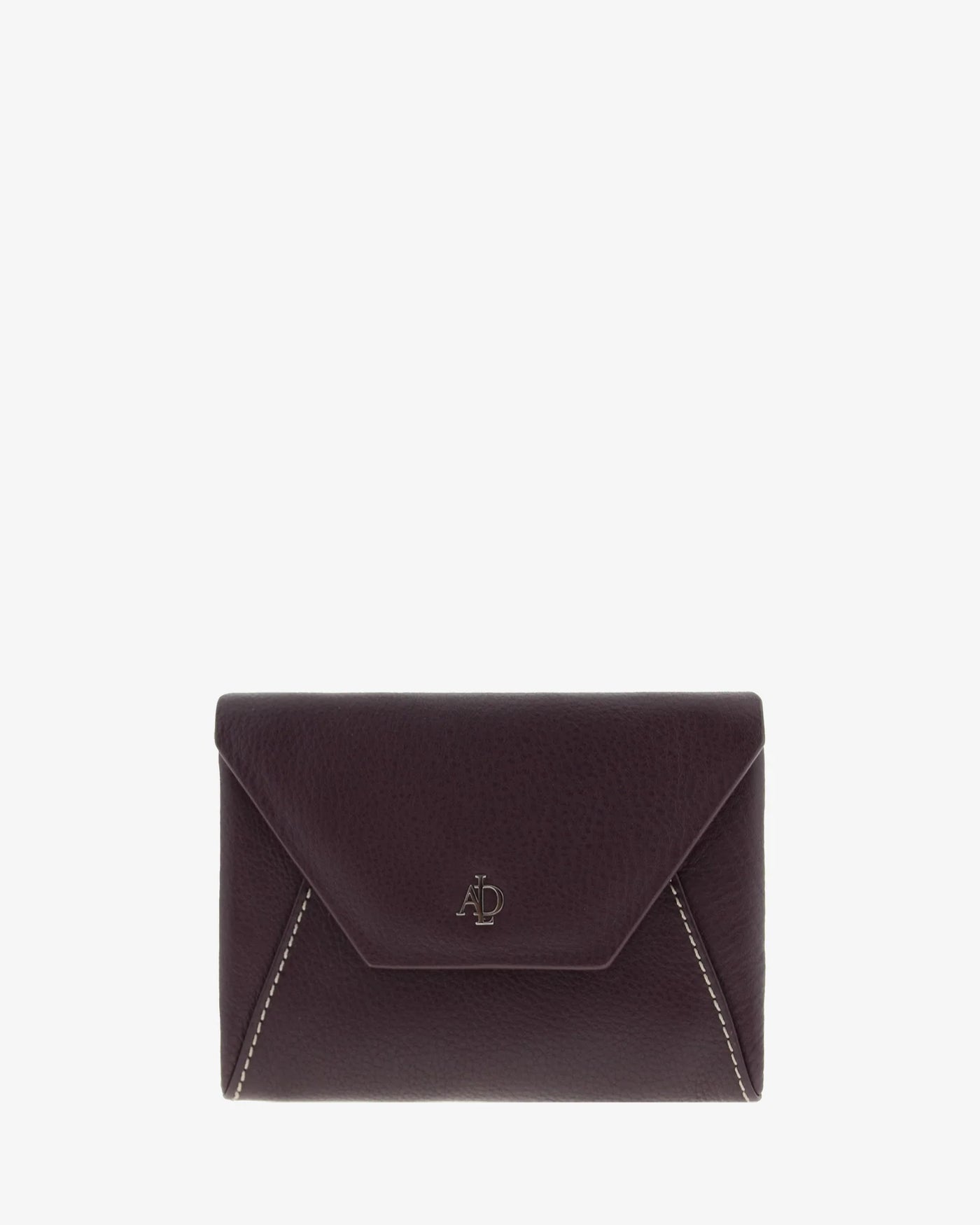 Billetero de Piel solapa (14 X 9cm) monedero de cremallera Adapell Lettera Berenjena