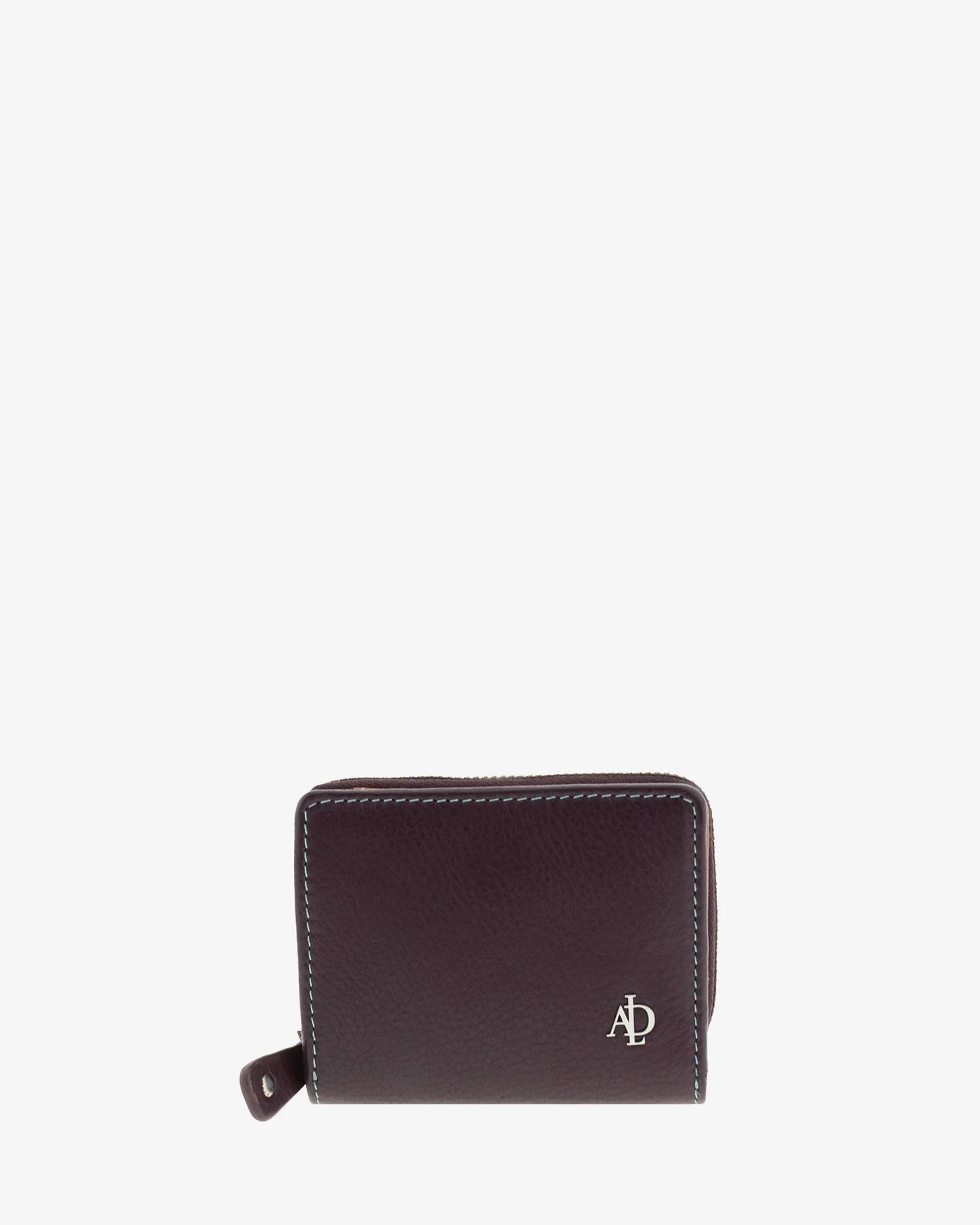 Billetero de Piel (11 X 9cm) monedero de cremallera Adapell Lettera Berenjena