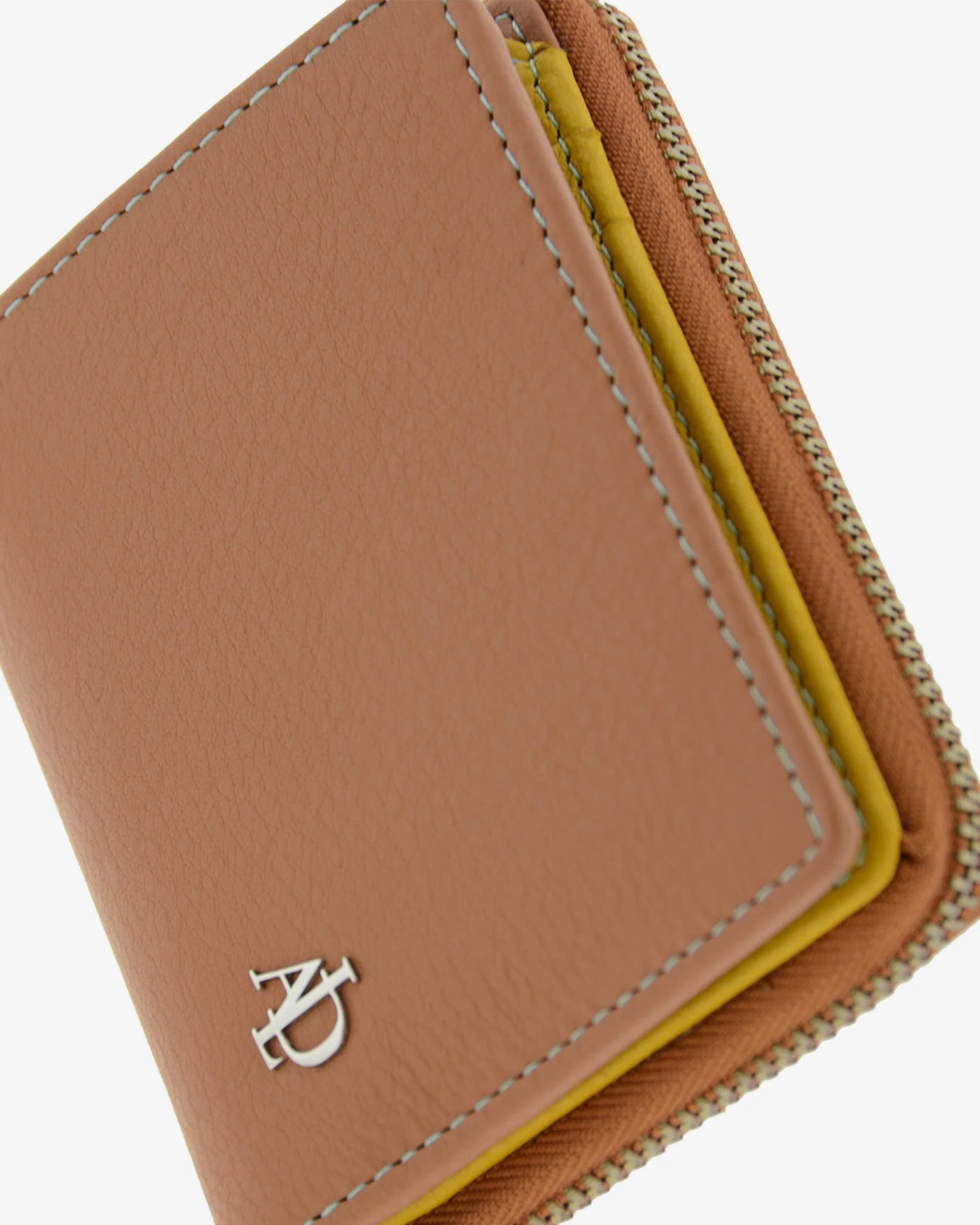 Billetero de Piel (11 X 9cm) monedero de cremallera Adapell Lettera Marrón