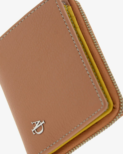 Billetero de Piel (11 X 9cm) monedero de cremallera Adapell Lettera Marrón