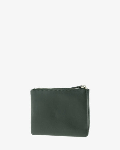 Billetero de Piel solapa (12 X 9cm) monedero de cremallera Adapell Lettera Verde