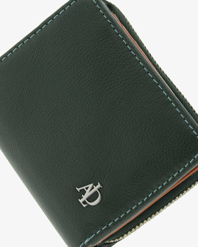 Billetero de Piel (11 X 9cm) monedero de cremallera Adapell Lettera Verde