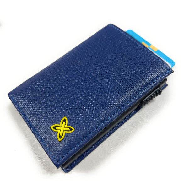 Billetero Tarjetero Metálico Automático Munich Azul