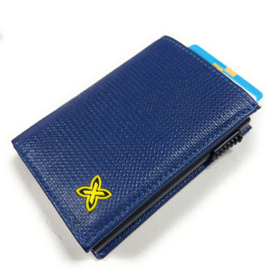 Billetero Tarjetero Metálico Automático Munich Azul