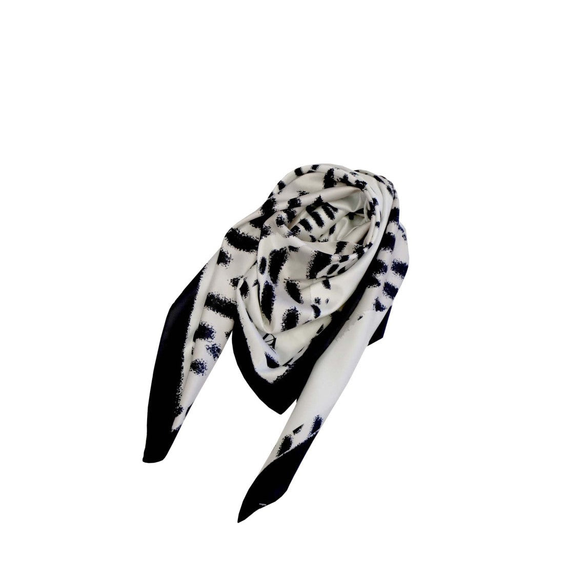 Pañuelo para mujer Don Algodon Gia Cuadrado Blanco, Beige y Negro