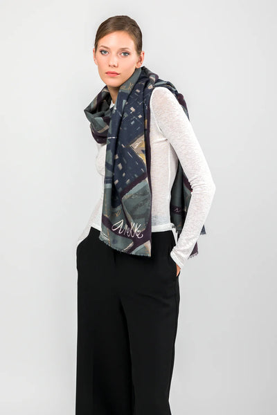 Pashmina azul estampada Anekke