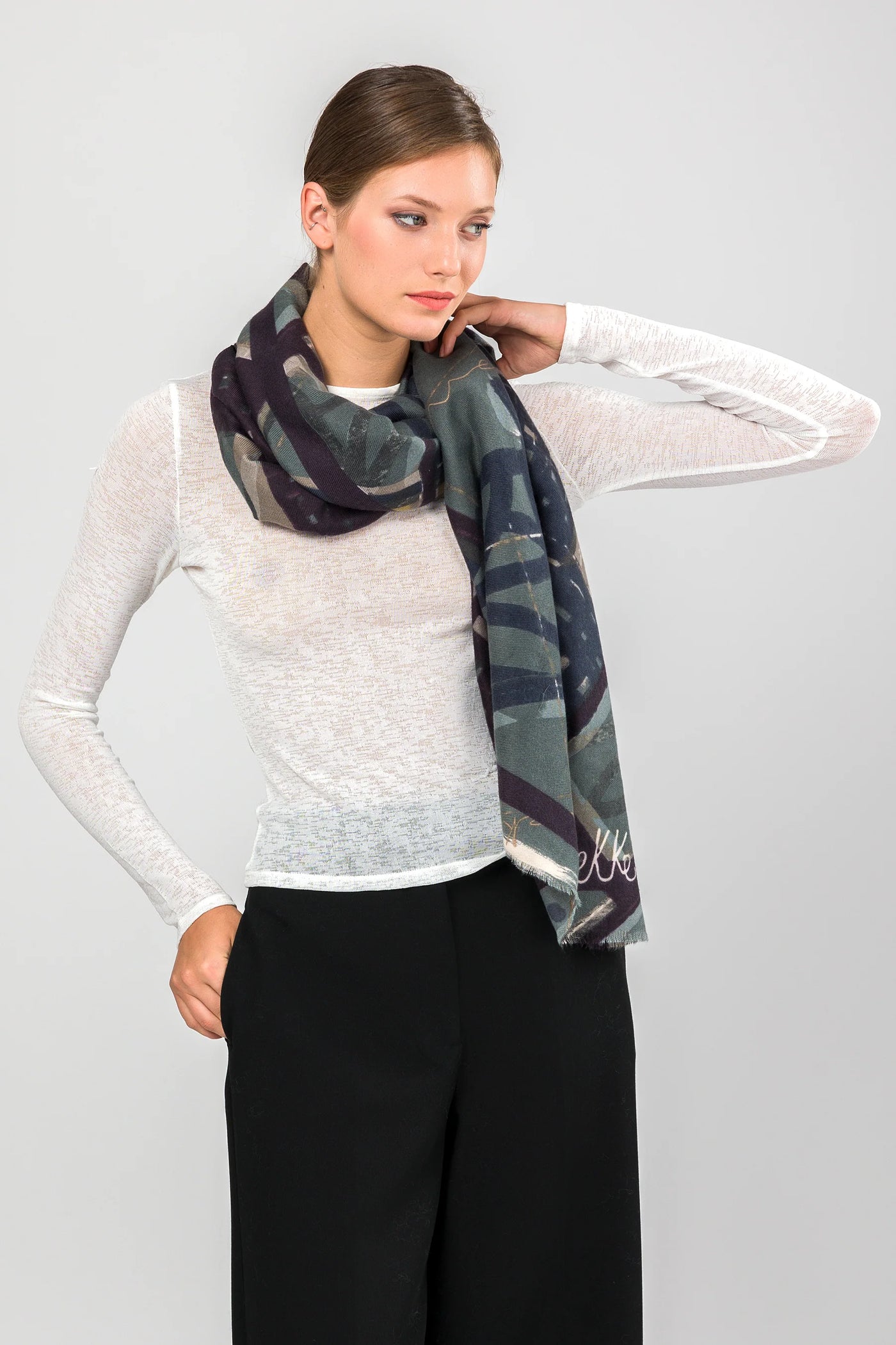 Pashmina azul estampada Anekke