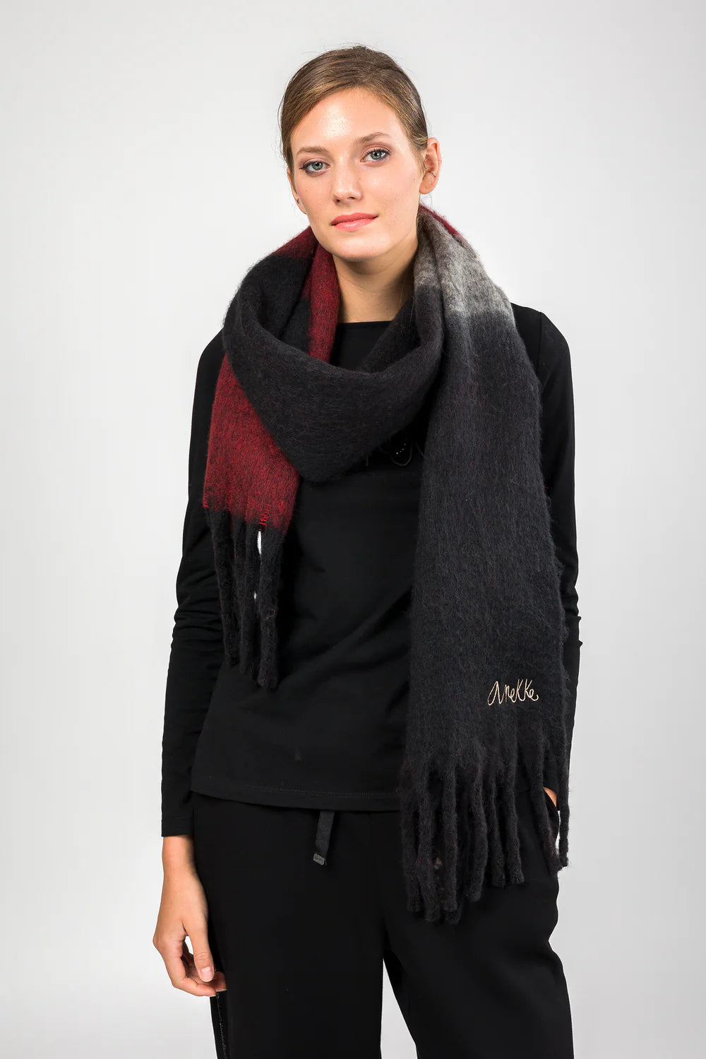 Bufanda estampada con flecos Anekke
