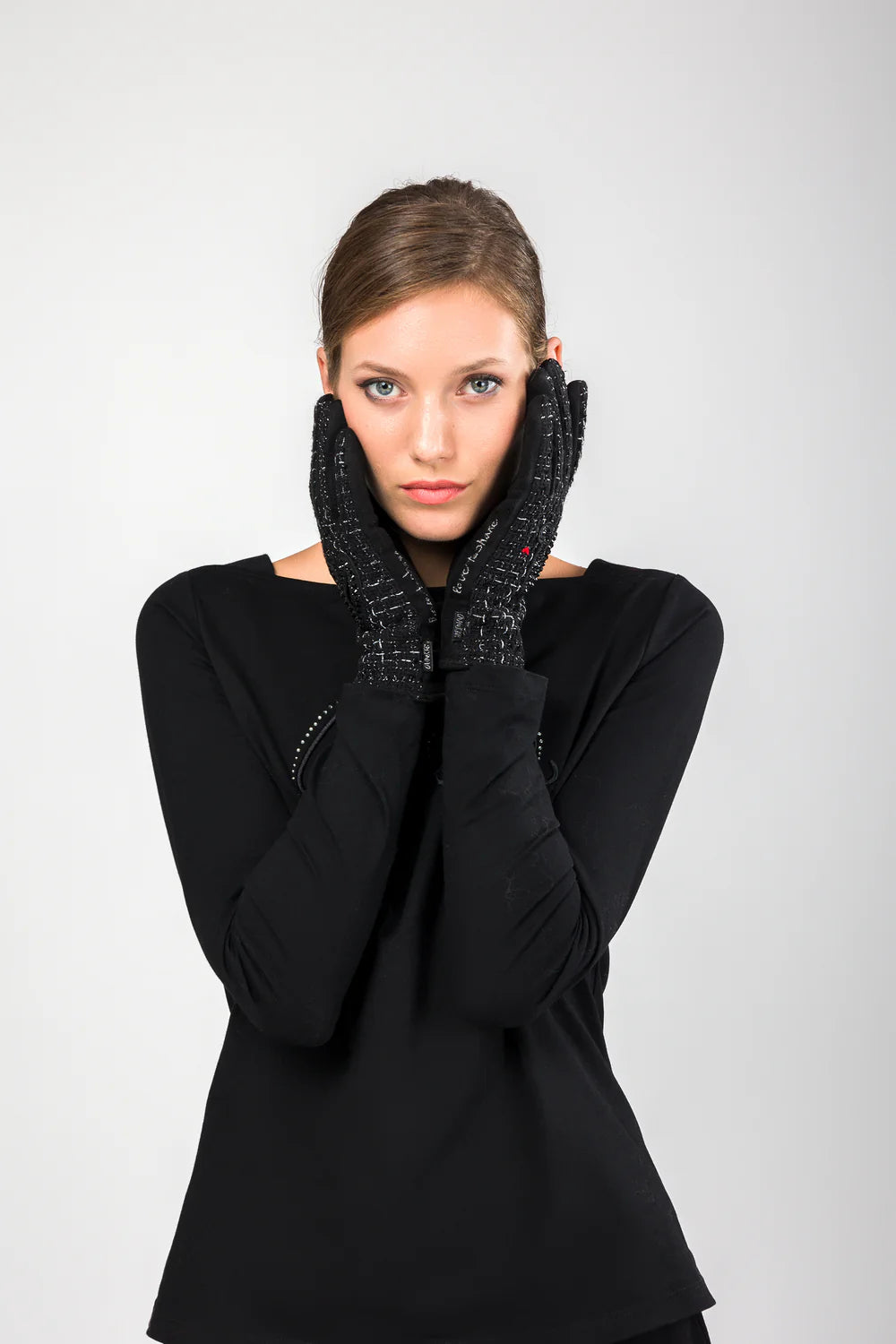 Guantes de tejido tweed Anekke Negro