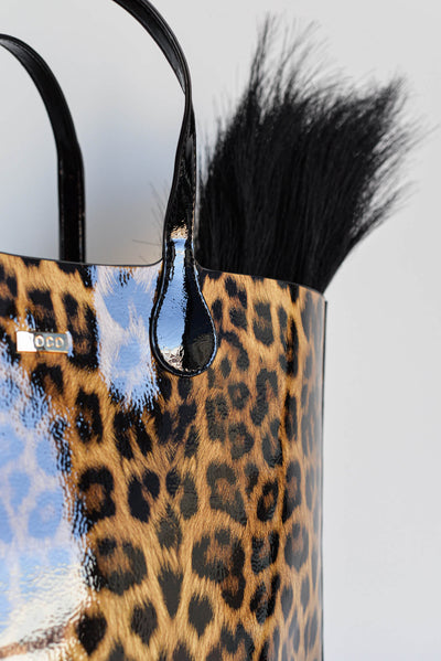 Shopper charol leopardo contraste rojo Noco