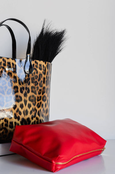 Shopper charol leopardo contraste rojo Noco
