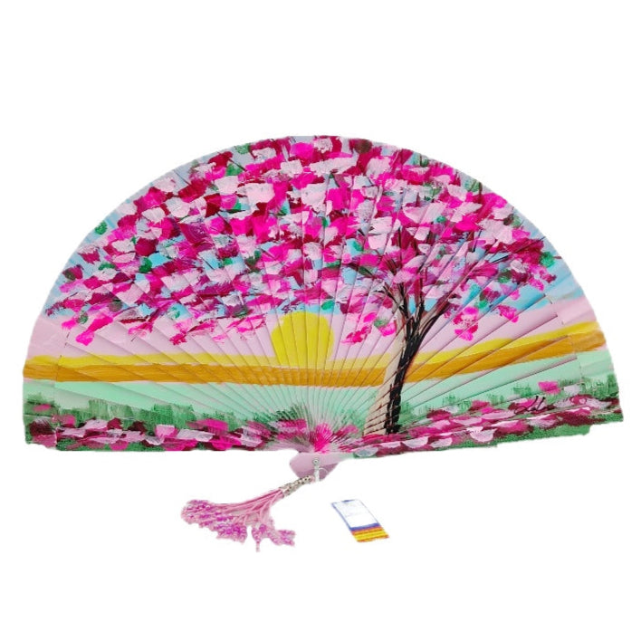 Abanico de madera de 21cm pintado a mano Aire Distinto "Arbol"