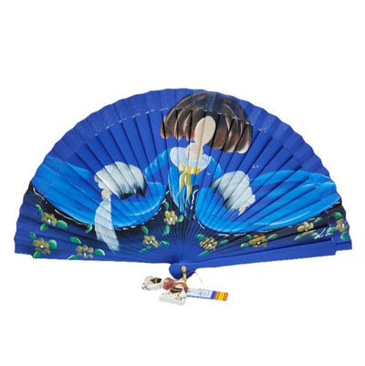 Abanico de madera de 21cm pintado a mano Aire Distinto "menina Azul"