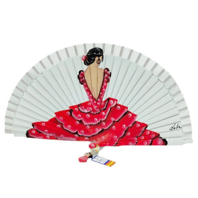 Abanico de madera de 21cm pintado a mano Aire Distinto "Flamenca"