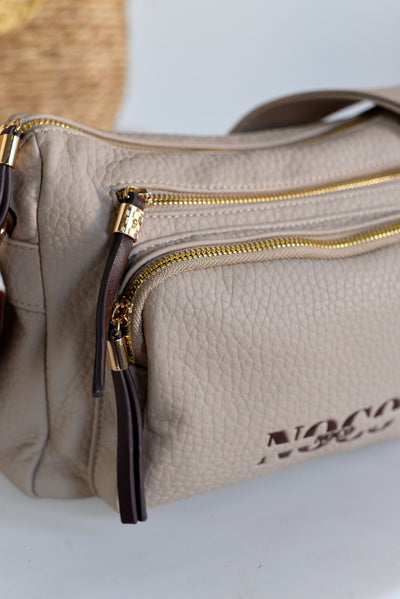 Bandolera grande piel vegana grano Noco Beige