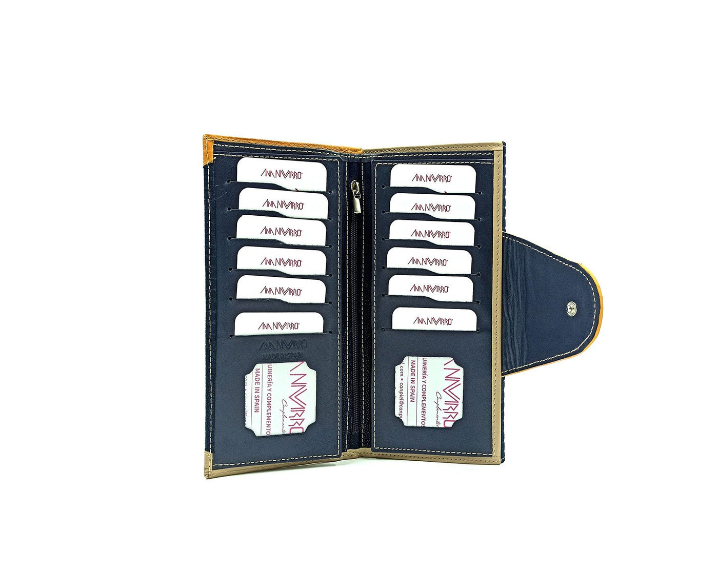 Gestreiftes, glänzendes Portemonnaie 20 cm Cannavy-Leder 